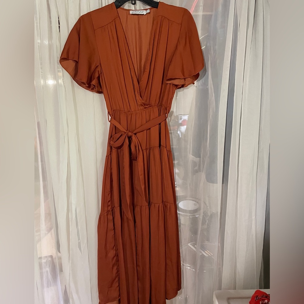 Petal and Pup Rust satin dress!
